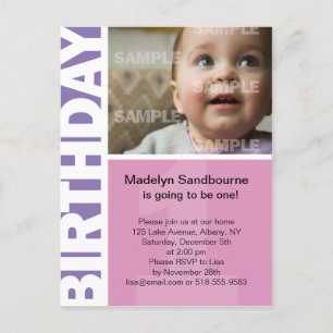 Pink Lilac Panel 1st Birthday Invitation