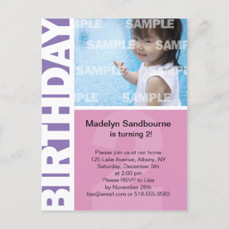 Pink Lilac Panel 2nd Birthday Postcard