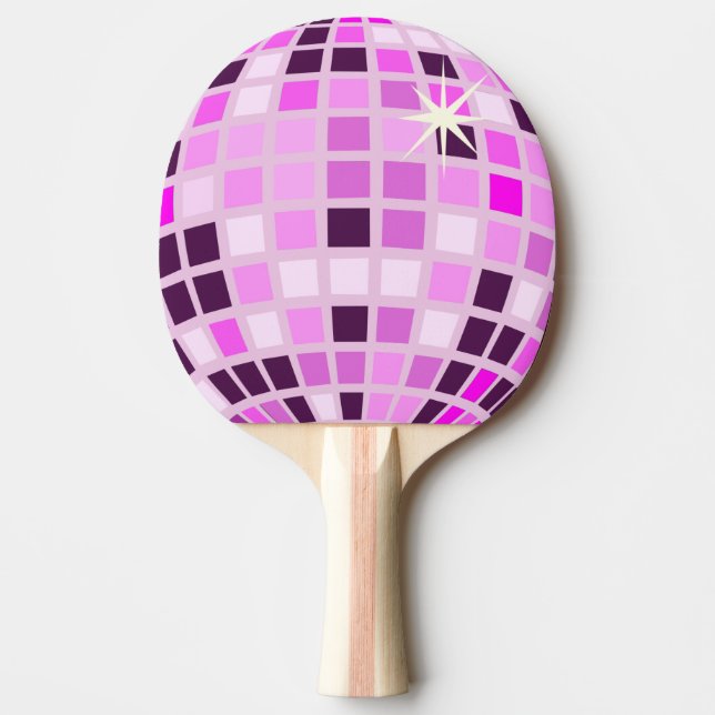 Pink Lilac Purple Retro Modern Disco Ball  Ping Pong Paddle (Front)