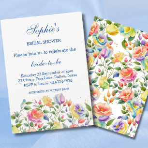 Pink Lilac Roses Floral Spring Bridal Shower Invitation