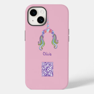 Pink & Lilac Unicorn Photo & Name iPhone 14 Case