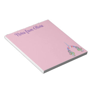 Pink & Lilac Unicorn Photo & Name  Notepad