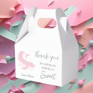 Pink Lilac Whale Pastel Birthday party Thank you Favour Box