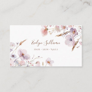 Pink lilac wildflowers business card