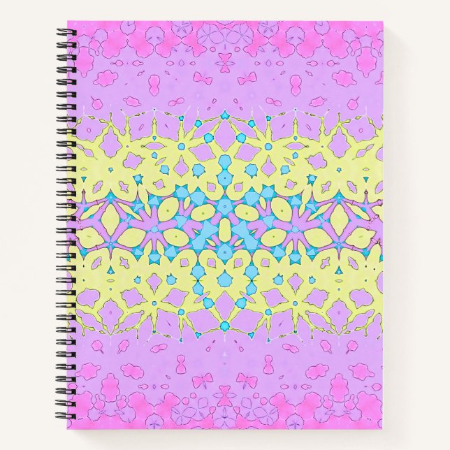 Pink, Lilac, Yellow and Sky Blue Geometric Notebook (Front)