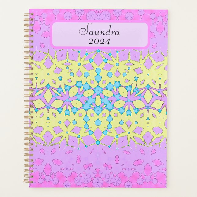 Pink, Lilac, Yellow and Sky Blue Geometric Planner (Front)