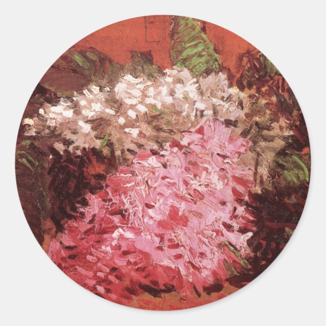 Pink Lilacs by Vincent van Gogh, Still Life Flower Classic Round Sticker (Front)