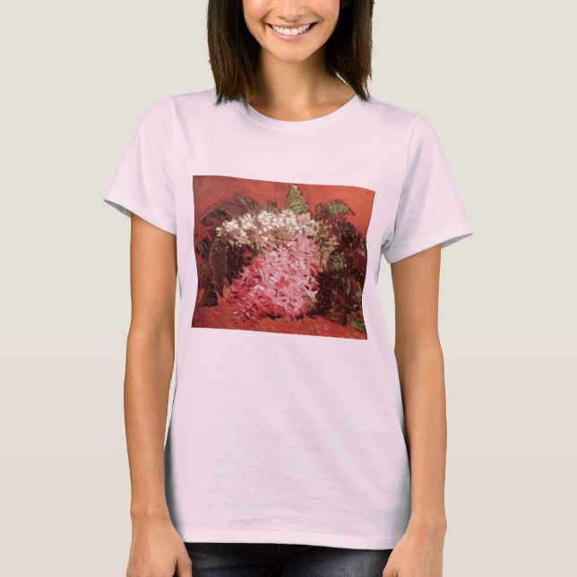 Pink Lilacs by Vincent van Gogh, Still Life Flower T-Shirt (Front)