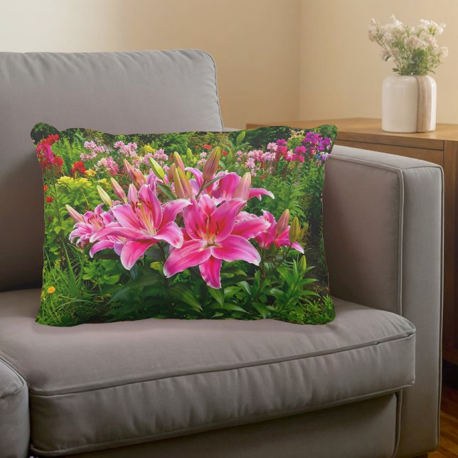 Pink Lilies Accent Pillow (Accent pillow with pink lilies)