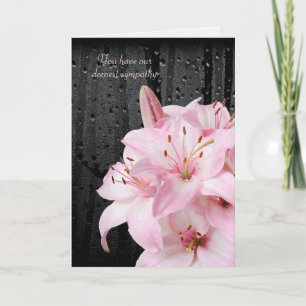 Pink Lilies and Raindrops Sympathy Card