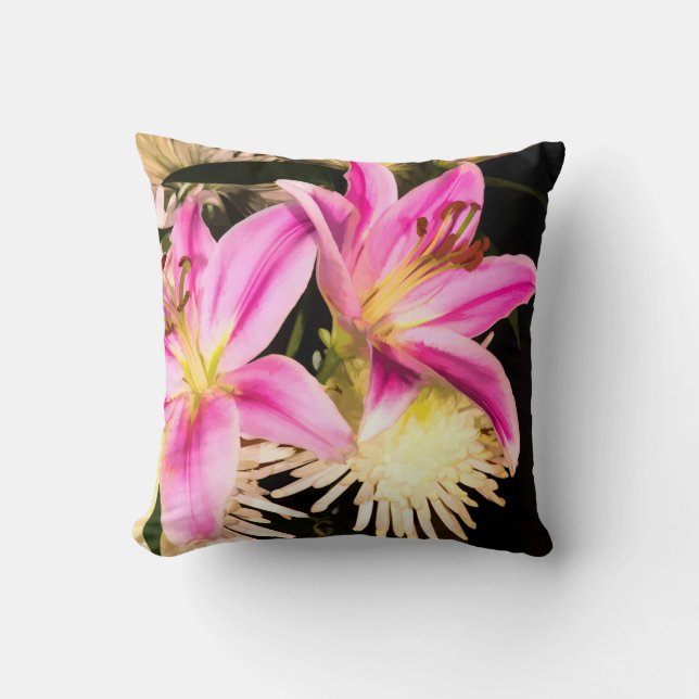 Pink Lilies Cushion (Front)