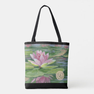 Pink Lilies, Lily Pads, Reflections Tote Bag