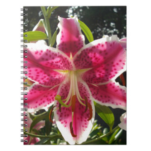 Pink lilies pink tropical flowers pink floral spiral notebook