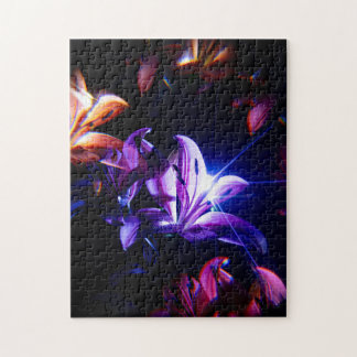 Pink Lilies Reflection with Light Rays Jigsaw Puzzle