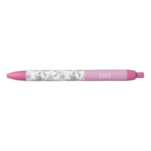Pink Lillies Custom Name Pen