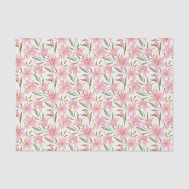 Pink Lillies Floral Tissue Paper (Front)
