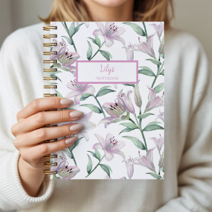 Pink Lillies Personalised Journal Notebook