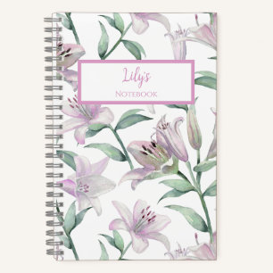 Pink Lillies Personalized Journal Notebook