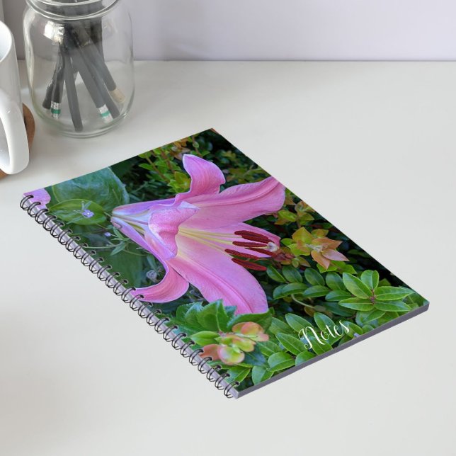 Pink Lily Bloom Floral Notebook (In Situ)