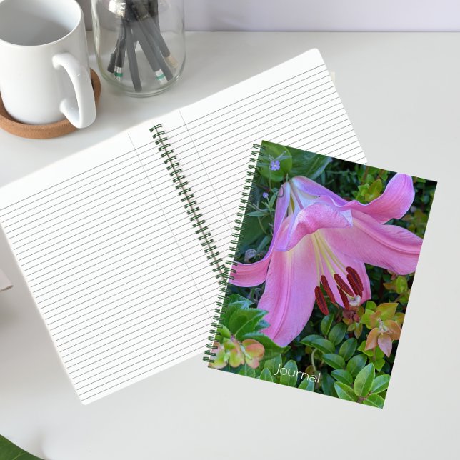 Pink Lily Bloom Floral Notebook (In Situ)