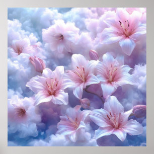 🌸 Pink Lily Cloud Wall Art Dreamy Fantasy Decor