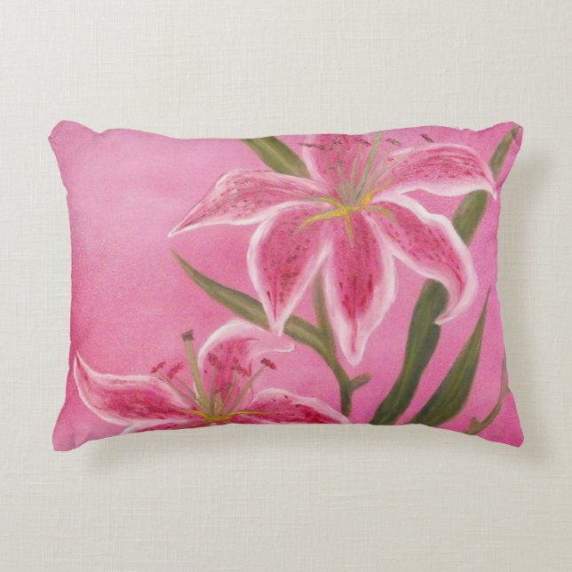 pink lily decorative cushion (Front)