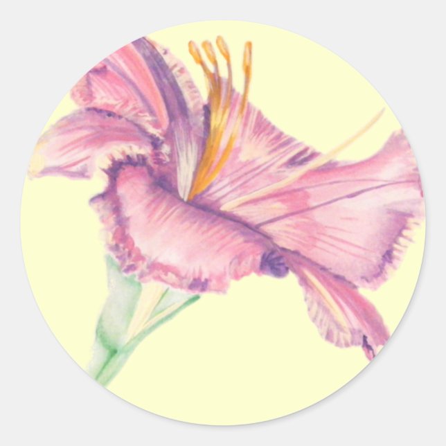 Pink Lily Easter Flower Classic Round Sticker (Front)