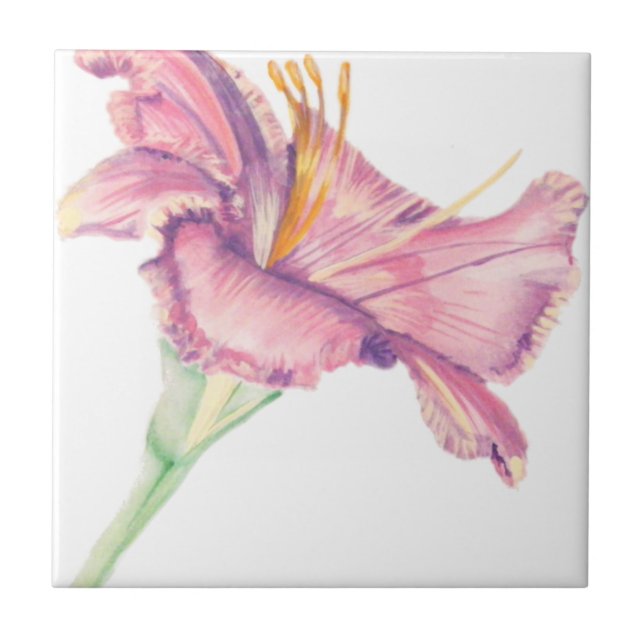 Pink Lily Easter Flower Picture Tile (Front)