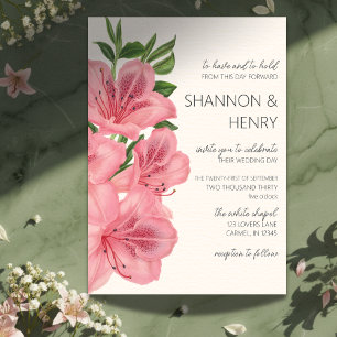 Pink Lily Floral Modern Wedding Invitation