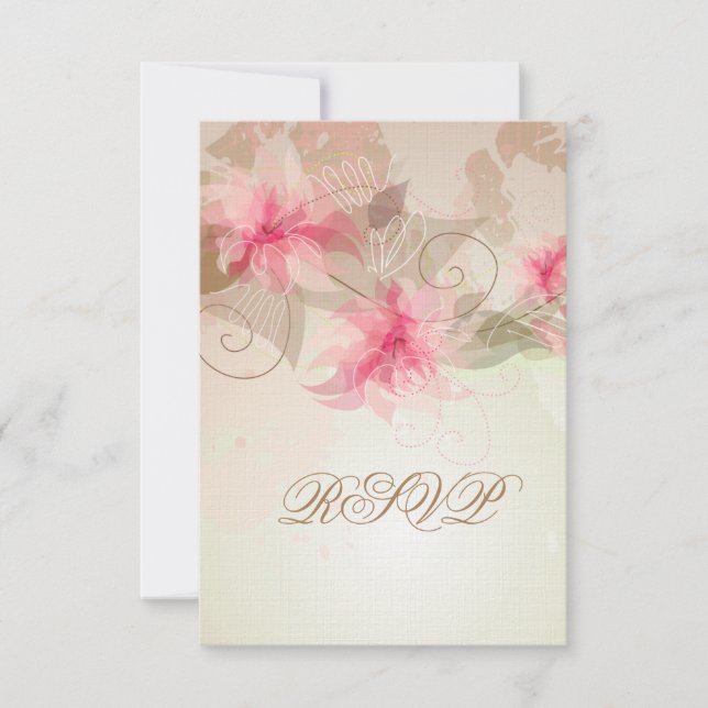 Pink Lily Floral RSVP Card (Front)