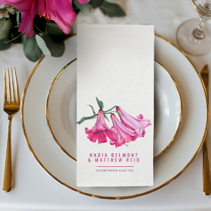 Pink lily flower art elegant botanical wedding napkin