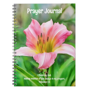 Pink Lily Flower Bible Verse Prayer Journal