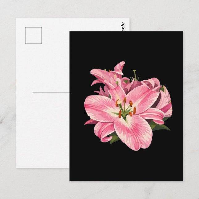 Pink Lily Flower Bouquet Postcard (Front/Back)