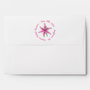 Pink Lily Flower Bridal Baby Shower Floral Garden Envelope