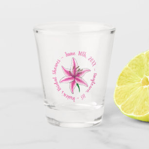 Pink Lily Flower Bridal Baby Shower Floral Garden Shot Glass