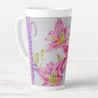 Pink Lily Flower Floral Lilium Watercolor Girls