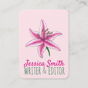 Pink Lily Flower Shop Floral Arranger Florist Business Card