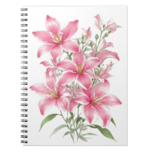 Pink Lily Flowers Notebook