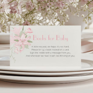 Pink Lily Green Leaves Baby Shower Books for Baby Enclosure Card
