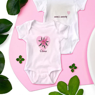 Pink Lily Heart Baby Bodysuit