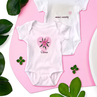 Pink Lily Heart Baby Bodysuit