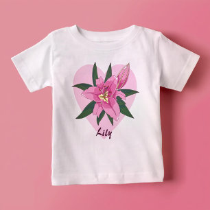 Pink Lily Heart  Baby T-Shirt
