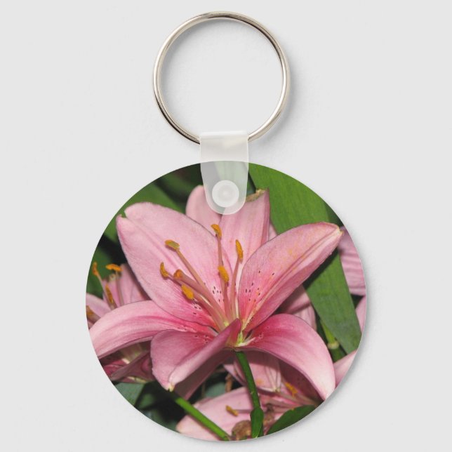Pink Lily Key Ring (Front)