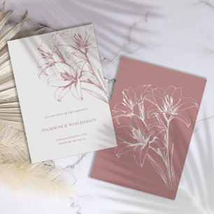 Pink Lily Outline Wedding Save The Date