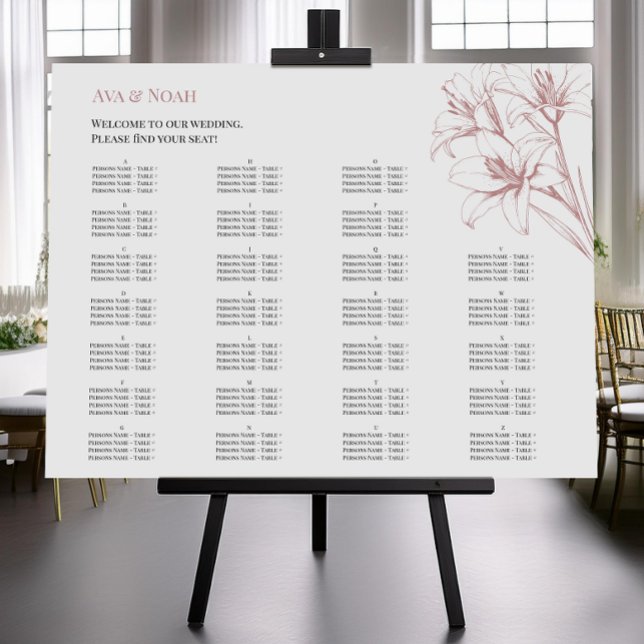 Pink Lily Outline Wedding Seating Chart (Creator Uploaded)