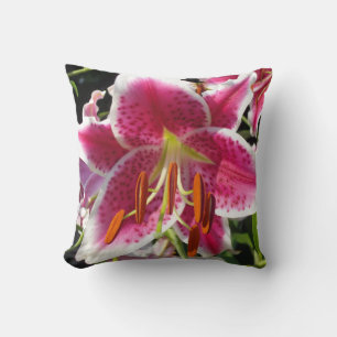 Pink lily pink floral pink flower tropical flower cushion