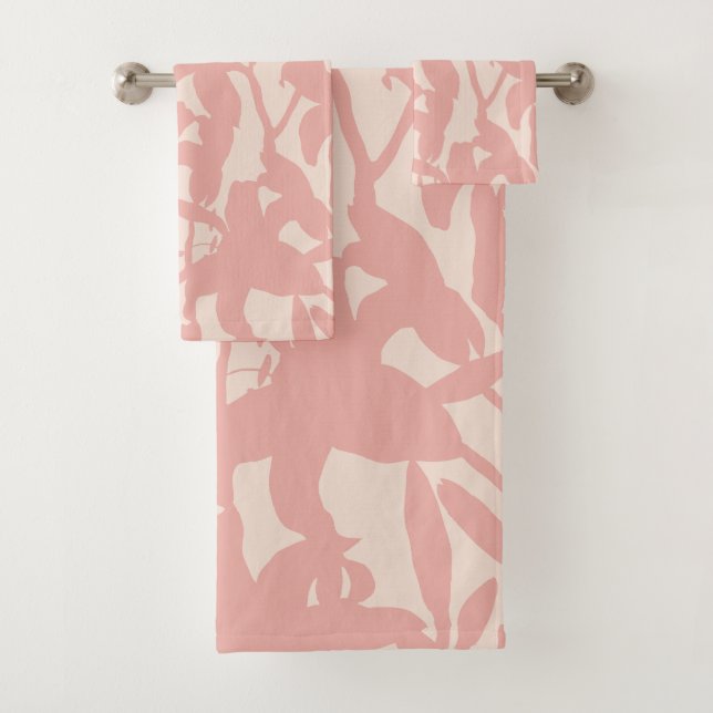 Pink Lily Silhouette Bath Towel Set (Insitu)