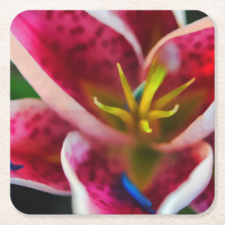 Pink Lily Square Paper Coaster