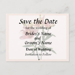 Pink Lily Trio Save the Date Announcement Postcard