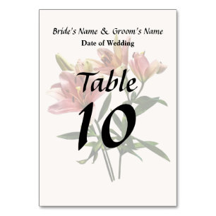 Pink Lily Trio Table Number